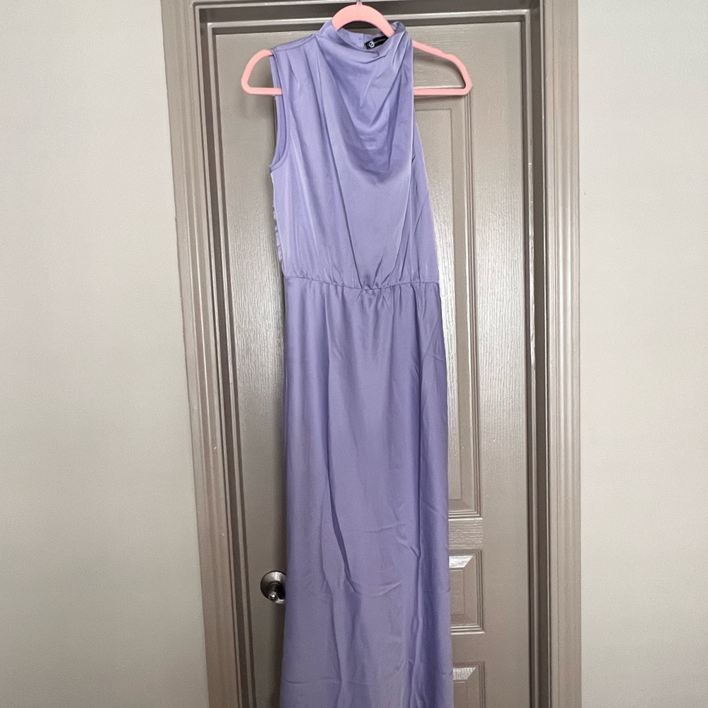 Long purple satin- look sleeveless dress - Size M, NWT